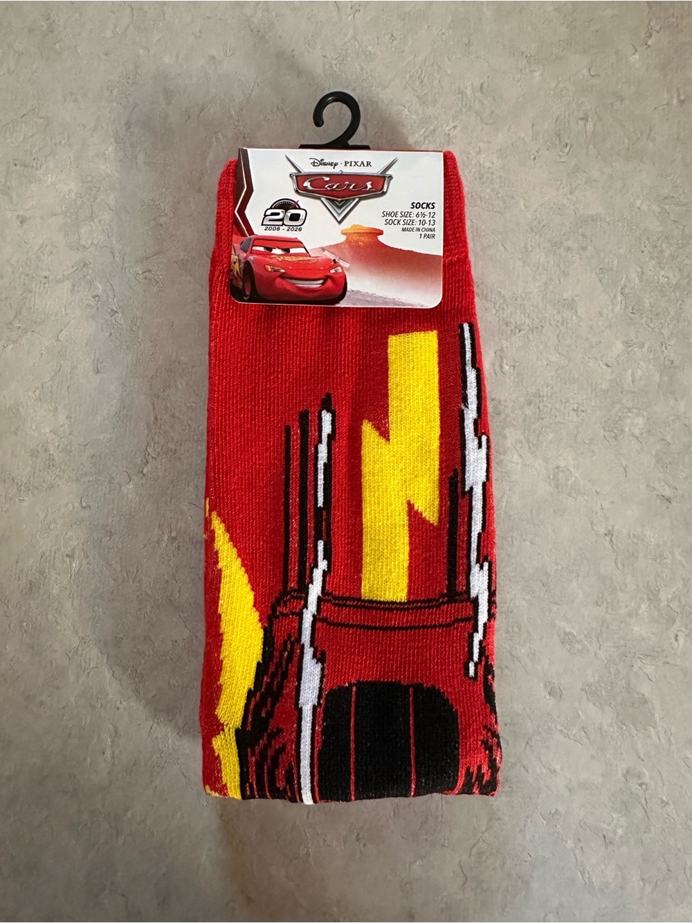 Disney Lightning McQueen Red and Yellow Crew Socks